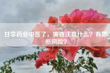 甘李药业中签了，需要注意什么？有哪些风险？