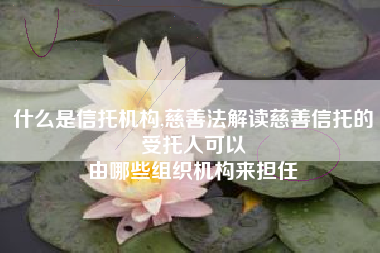 什么是信托机构,慈善法解读慈善信托的受托人可以
由哪些组织机构来担任 什么是信托机构,慈善法解读慈善信托的受托人可以
由哪些组织机构来担任