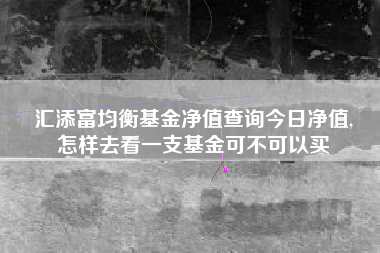 汇添富均衡基金净值查询今日净值,
怎样去看一支基金可不可以买