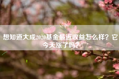 想知道大成2020基金最近收益怎么样？它今天涨了吗？