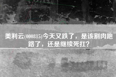 美利云(000815)今天又跌了,是该割肉跑路了,还是继续死扛?