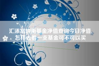 汇添富均衡基金净值查询今日净值,
怎样去看一支基金可不可以买