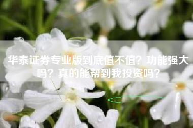 华泰证券专业版到底值不值？功能强大吗？真的能帮到我投资吗？