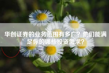 华创证券的业务范围有多广？他们能满足你的哪些投资需求？