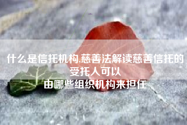 什么是信托机构,慈善法解读慈善信托的受托人可以
由哪些组织机构来担任 什么是信托机构,慈善法解读慈善信托的受托人可以
由哪些组织机构来担任