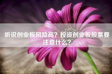听说创业板风险高？投资创业板股票要注意什么？