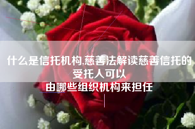 什么是信托机构,慈善法解读慈善信托的受托人可以
由哪些组织机构来担任 什么是信托机构,慈善法解读慈善信托的受托人可以
由哪些组织机构来担任